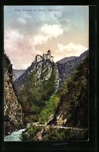 AK Bozen, Blick auf Burg Karneid