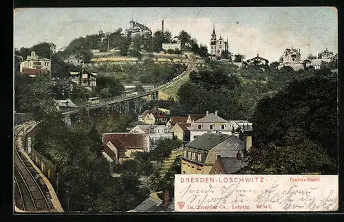 AK Dresden-Loschwitz, Ortsansicht mit der Drahtseilbahn