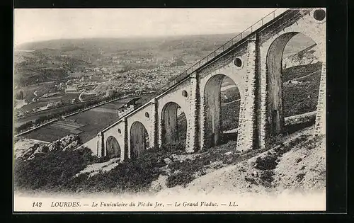 AK Lourdes, Le Funiculaire du Pic du Jer, Le Grand Viaduc