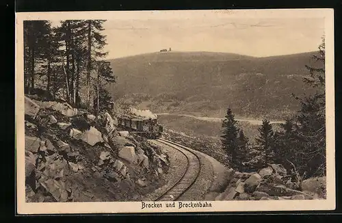 AK Brocken, Blick auf die Brockenbahn