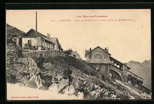 AK Lourdes, Gare superieure du Funiculaire et le Restaurant