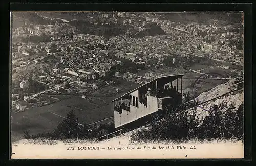 AK Lourdes, Le Funiculaire du Pic du Jer et la Ville