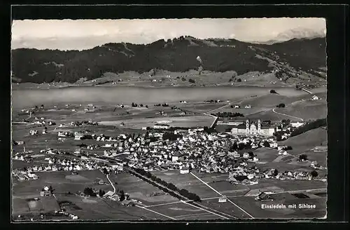 AK Einsiedeln, Blick auf die Stadt und den Sihlsee