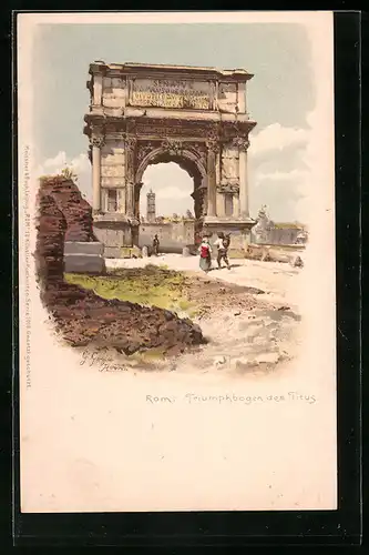 AK Rom, Pittoreske Szene am Triumphbogen des Titius