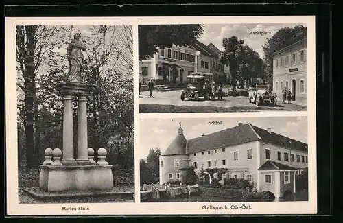 AK Gallspach, Mariensäule, Marktplatz und Schloss