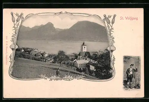 AK St. Wolfgang, Gesamtansicht von einer Anhöhe aus