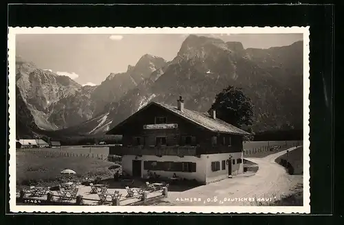 Foto-AK Almsee, Alpengasthof Deutsches Haus, 1952