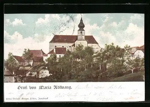 AK Adlwang, Teilansicht mit der Kirche Maria Adlwang