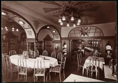 Fotografie Brück & Sohn Meissen, Ansicht Meissen i. Sa., Blick in das Speisezimmer des Hotel blauer Stern