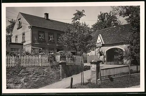 Fotografie Brück & Sohn Meissen, Ansicht Golk, Partie an der Gaststätte Golker Wald