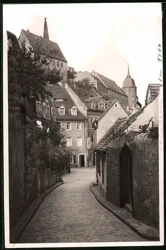 Fotografie Brück & Sohn Meissen, Ansicht Meissen i. Sa., Blick in die Leinewebergasse mit Restaurant Schlossberg