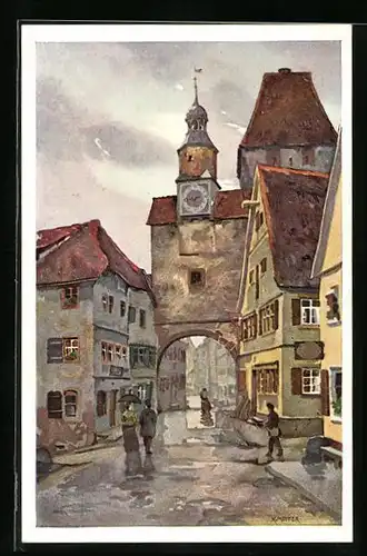 Künstler-AK Karl Mutter: Rothenburg o. T., Roederbogen