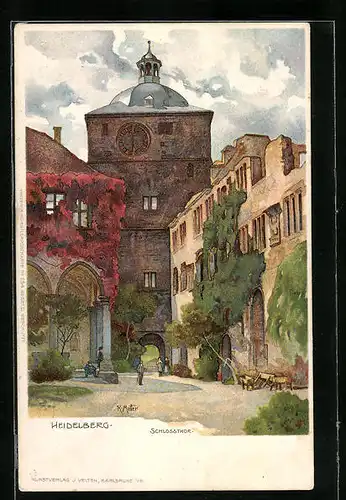 Künstler-AK Karl Mutter: Heidelberg, Schlosstor