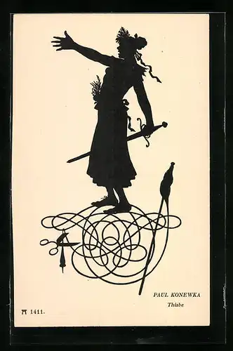 Künstler-AK Paul Konewka: Schattenbild, Thisbe