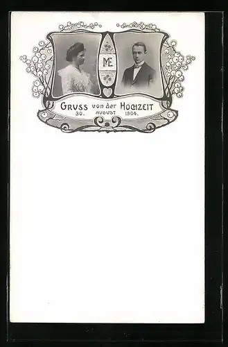 AK Junges Paar bei seiner Hochzeit, 1904