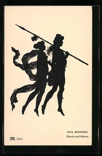 Künstler-AK Paul Konewka: Schattenbild, Titania und Oberon, Sommernachtstraum