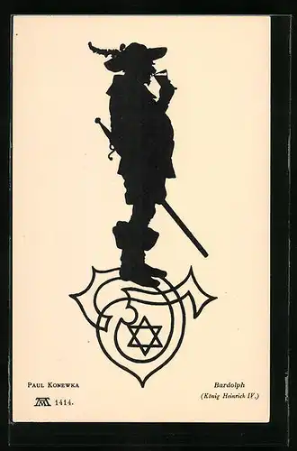 Künstler-AK Paul Konewka: Schattenbild, Bardolph, König Heinrich IV.