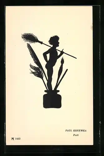 Künstler-AK Paul Konewka: Schattenbild, Puck im Tintenfass, Sommernachtstraum