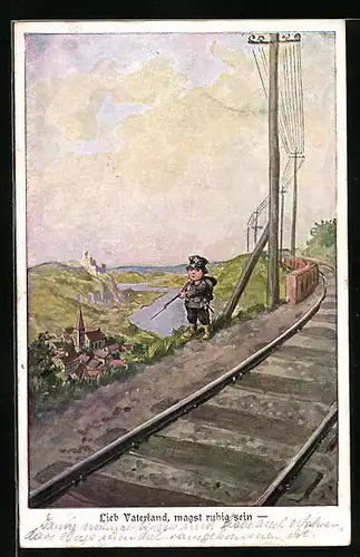 Künstler-AK Ad. Hoffmann: Lieb Vaterland, magst ruhig sein - Kleiner Soldat auf Wache