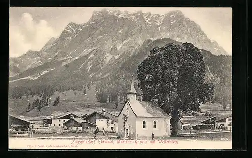 AK Ehrwald, Martins-Kapelle mit Wetterstein