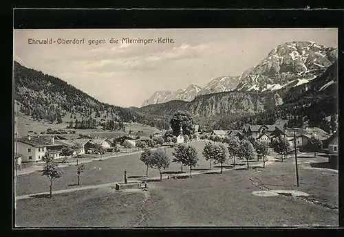 AK Ehrwald-Oberdorf, Ortsansicht gegen die Mieminger Kette