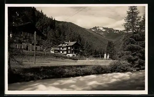 AK St. Jakob Defereggen, Bad Grünmoos vom Wasser aus gesehen