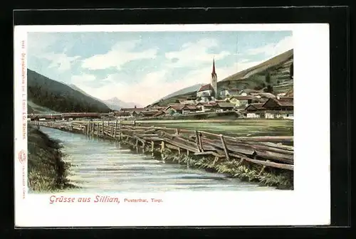 AK Sillian im Pustertal, Flusspartie mit Ortsblick