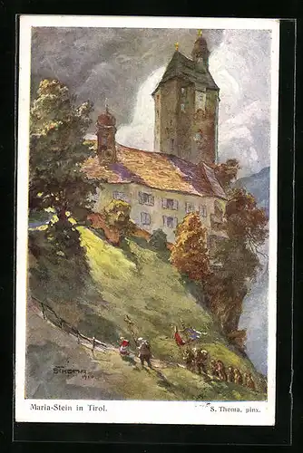 Künstler-AK Maria-Stein, Prozession zur Kirche