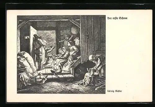 Künstler-AK Ludwig Richter: Der erste Schnee