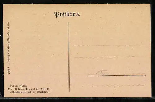 Künstler-AK Ludwig Richter: Volksmärchen aus der Bretagne - Weindörnchen und die Nachtigall