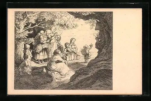 Künstler-AK Ludwig Richter: Unser tägliches Brot - Dankgebet der Schnitter