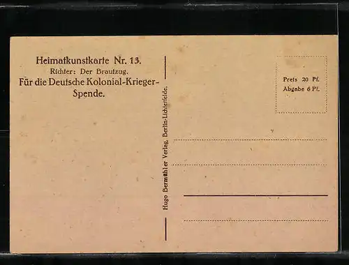 Künstler-AK Ludwig Richter: Der Brautzug