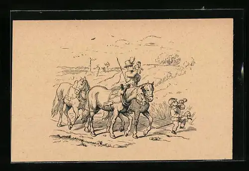 Künstler-AK Ludwig Richter: Kinderleben in Bild und Wort - Der Postillon