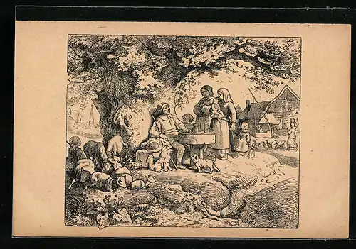 Künstler-AK Ludwig Richter: Hymnen für Kinder - Sommerabend