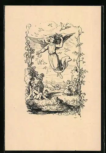 Künstler-AK Ludwig Richter: Vereinskalender - Frühlings Ankunft