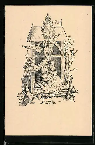 Künstler-AK Ludwig Richter: Schlummerlied