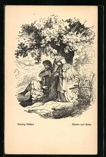 Künstler-AK Ludwig Richter: Mutter und Sohn