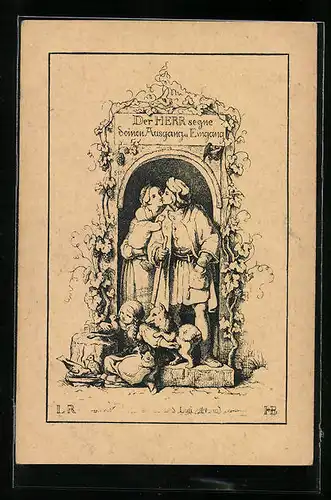 Künstler-AK Ludwig Richter: Der Herr segne deinen Ausgang und Eingang