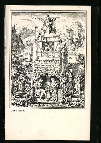 Künstler-AK Ludwig Richter: Das Lob des Weibes