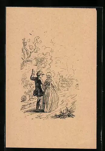 Künstler-AK Ludwig Richter: Friedrich der Grosse von Schwaben - Spaziergang im Frühling