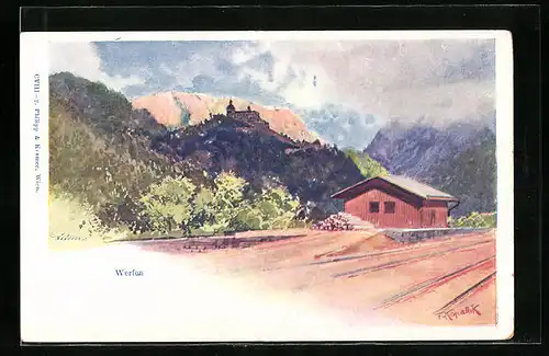 Künstler-AK Franz Kopallik: Werfen, Panorama