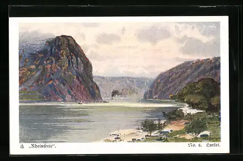 AK Loreleyfelsen und Rhein