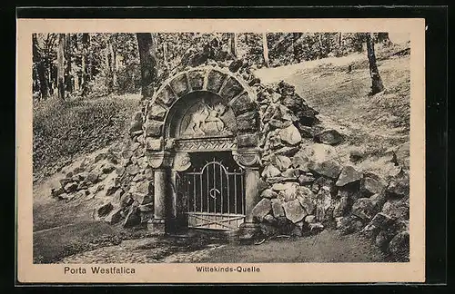 Künstler-AK Porta Westfalica, Verschlossene Wittekinds-Quelle