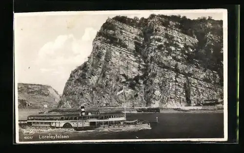AK Dampfer am Loreleyfelsen