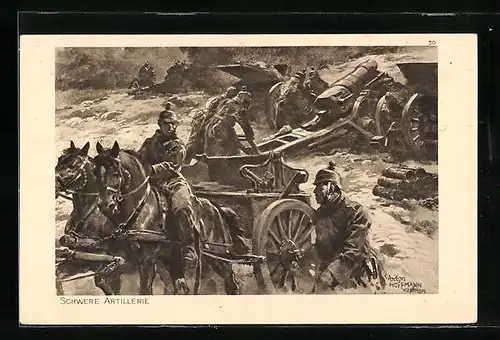 Künstler-AK Anton Hoffmann - München: Schwere Artillerie wurde in Stellung gebracht