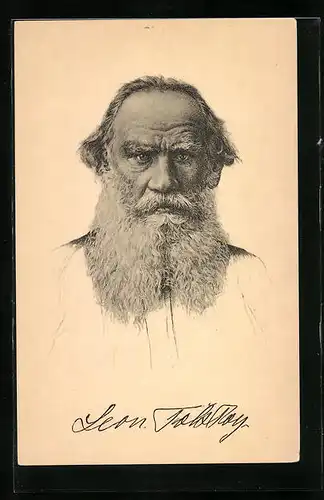 Künstler-AK Portrait des Russischen Schriftstellers Graf Leo Tolstoi