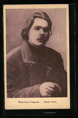 Künstler-AK Portrait des Russischen Schriftstellers Maxim Gorki im jungen Alter