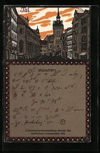 Künstler-AK Carl Kunst: München, Strassenpartie am Tal