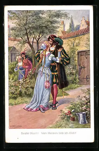 Künstler-AK Friedrich Kaskeline: Bester Mann! Von Herzen lieb ich Dich!