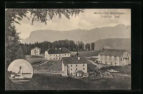 AK Weissenstein, Ortsansicht mit Gasthaus, Wallfahrtskirche